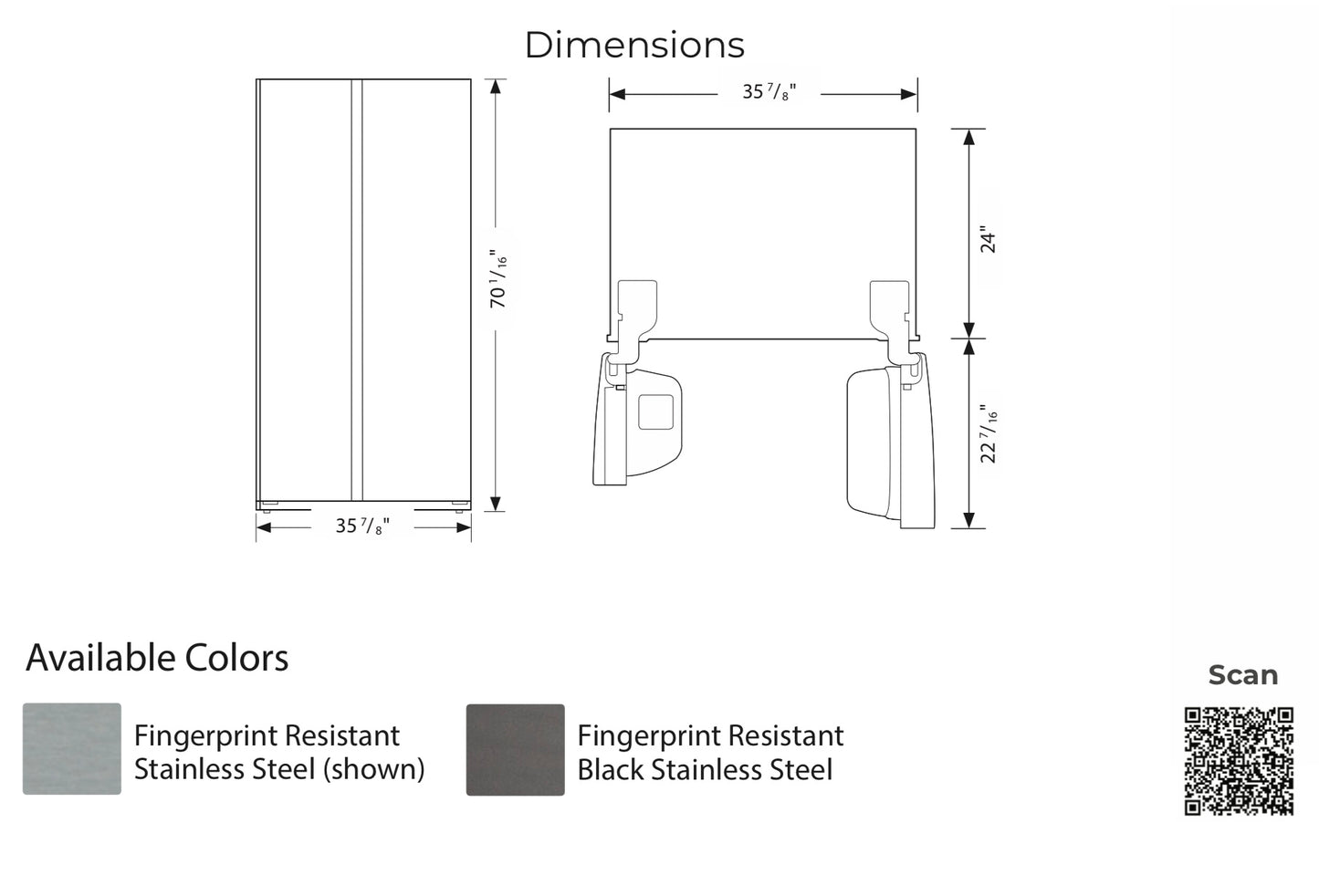 Refrigerator 22 Cu.